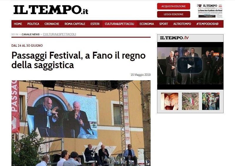 Il Tempo: Passaggi Festival, a Fano il regno della saggistica