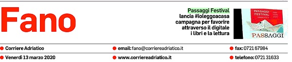 Corriere Adriatico / Passaggi Festival lancia #ioleggoacasa