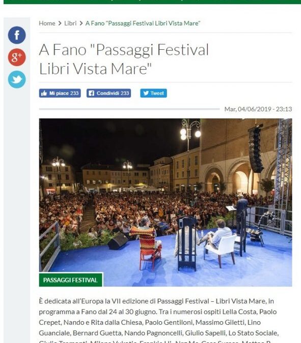 A Fano “Passaggi Festival Libri Vista Mare”