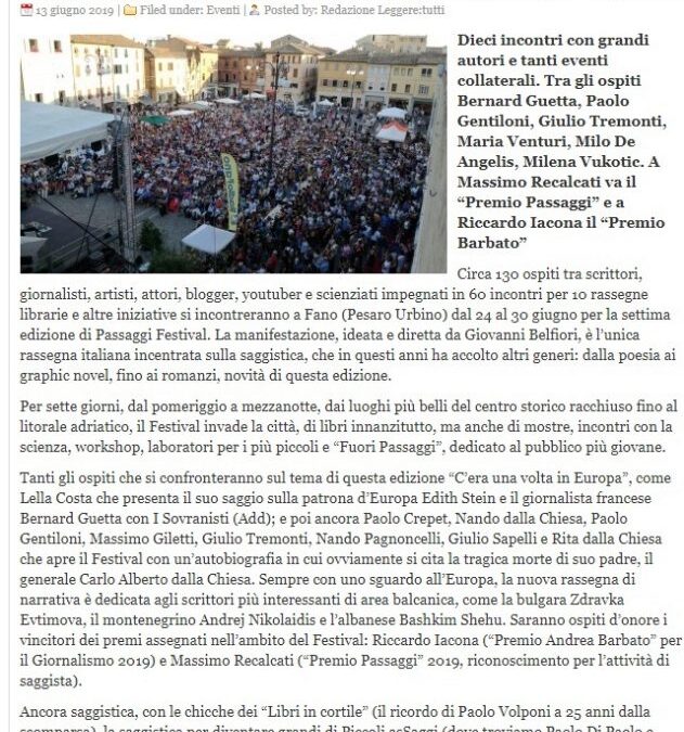 A Fano torna Passaggi Festival