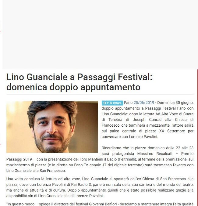 Vivere Fano / Lino Guanciale a Passaggi Festival