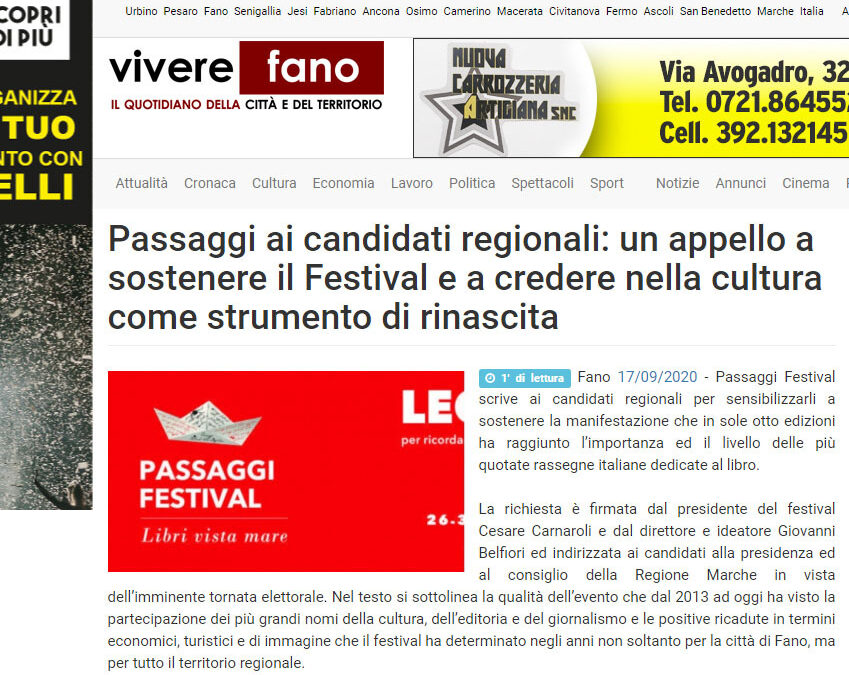 Viverefano – Passaggi ai candidati regionali: un appello a sostenere il Festival