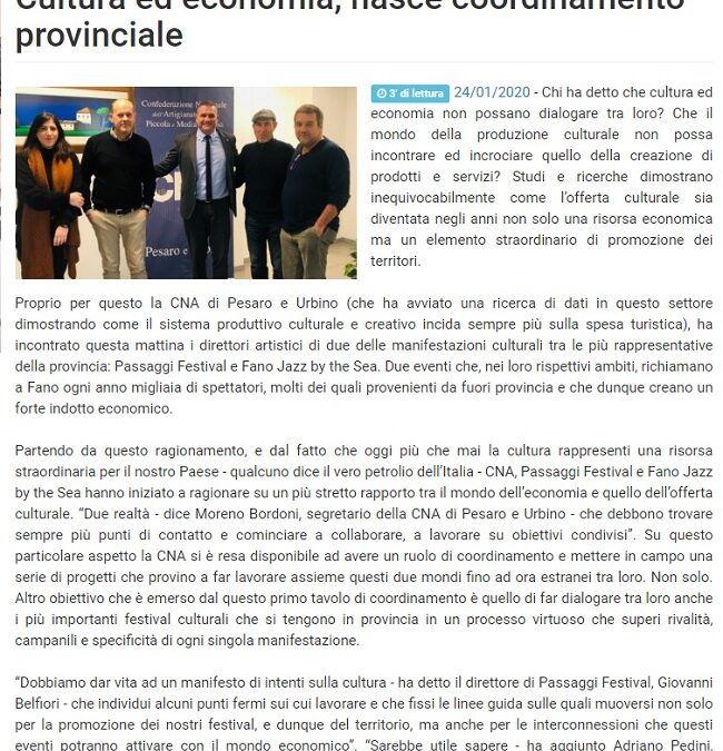 Vivere Pesaro / Cultura ed economia, nasce coordinamento provinciale
