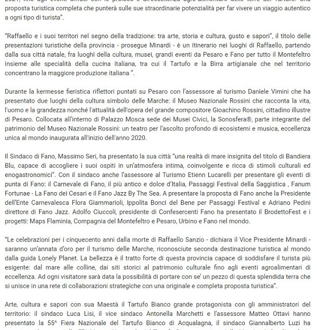 Vivere Urbino / “Una provincia nel segno dell’eccellenza”