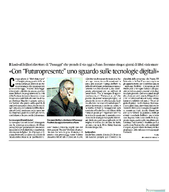 Corriere Adriatico – Con ‘Futuropresente’ uno sguardo sulle tecnologie digitali