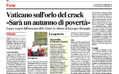 Corriere Adriatico – Vaticano sull’orlo del crack “Sarà un autunno di povertà”